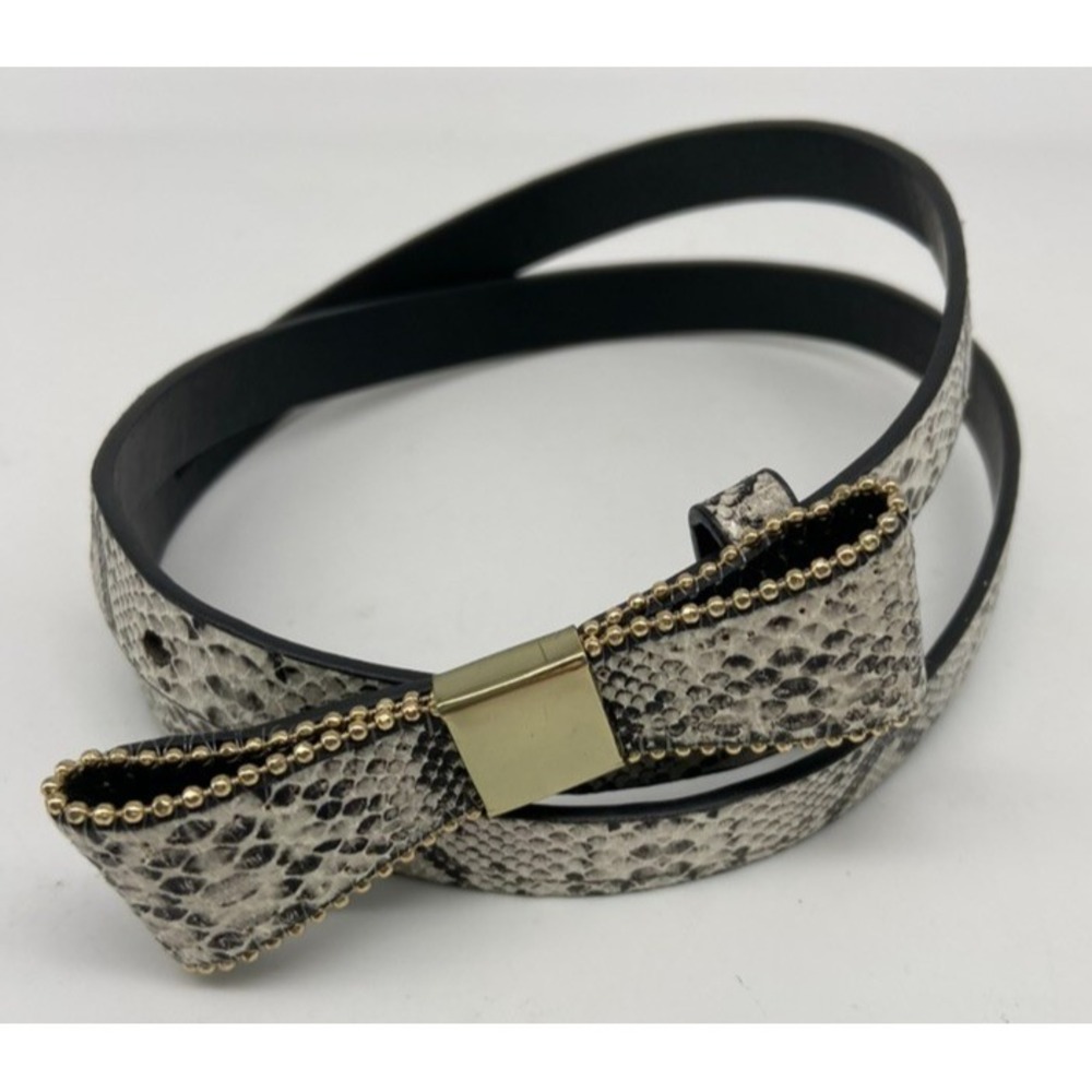 The Limited Belt Sz M Snake Print Black White Faux Snakeskin Gold Stud Closure